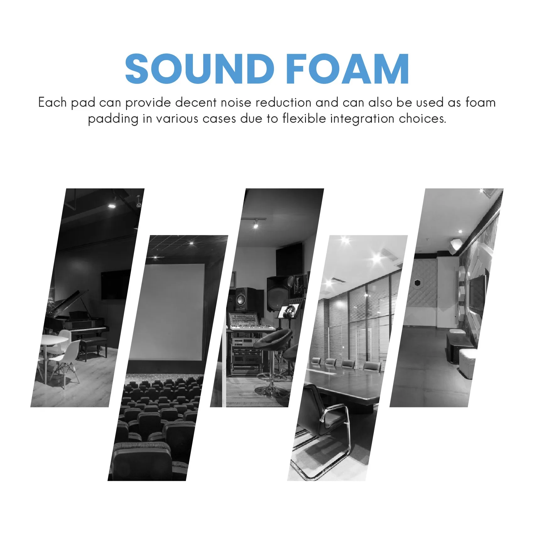 Y39A-6 Pack Black + Blue / Charcoal Egg Crate Foam Acoustic Tiles Soundproofing Foam Panels Sound Insulation Soundproof Foam Pad