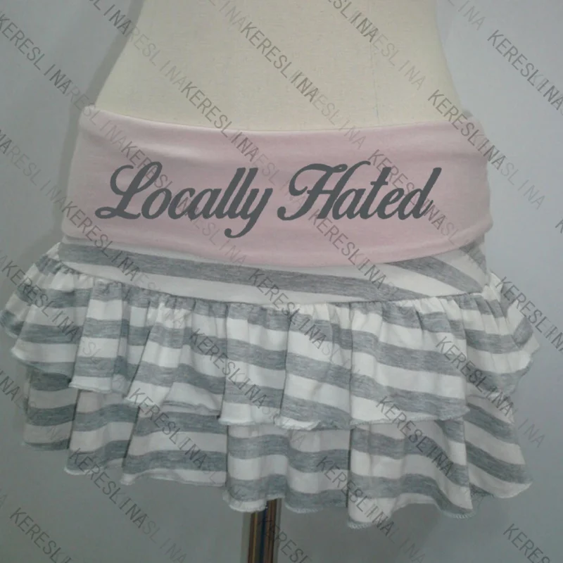 Retro sweet sexy hot girl letter printed striped mini skirt summer highstreet trendy fashionable comfortable and versatile skirt