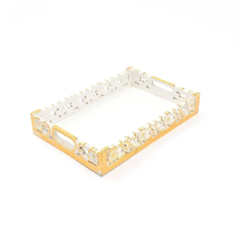 

Handmade Mango Wood Rectangular Serving Tray - White, 18"x11"x2.5" - Elegant Decor and Utility Tray for Home Use, Perfect for