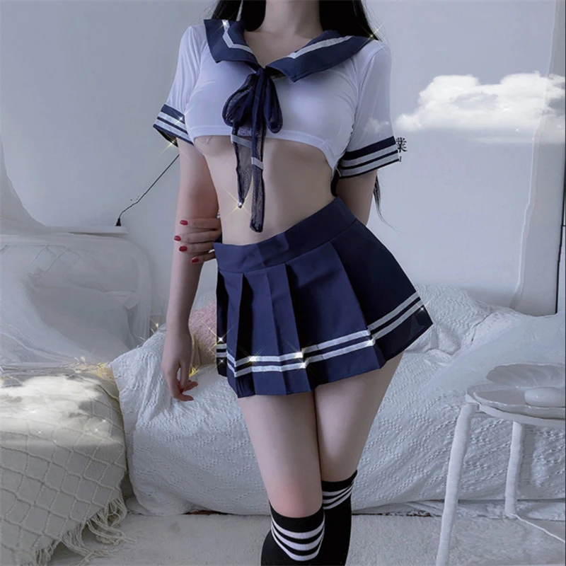 Erotic Women\'s Temptation Doll Dresses Cute Soft Girls Crotch Student Costumes Role Play Cos Sexy Short Skirt Jk Uniform Sets