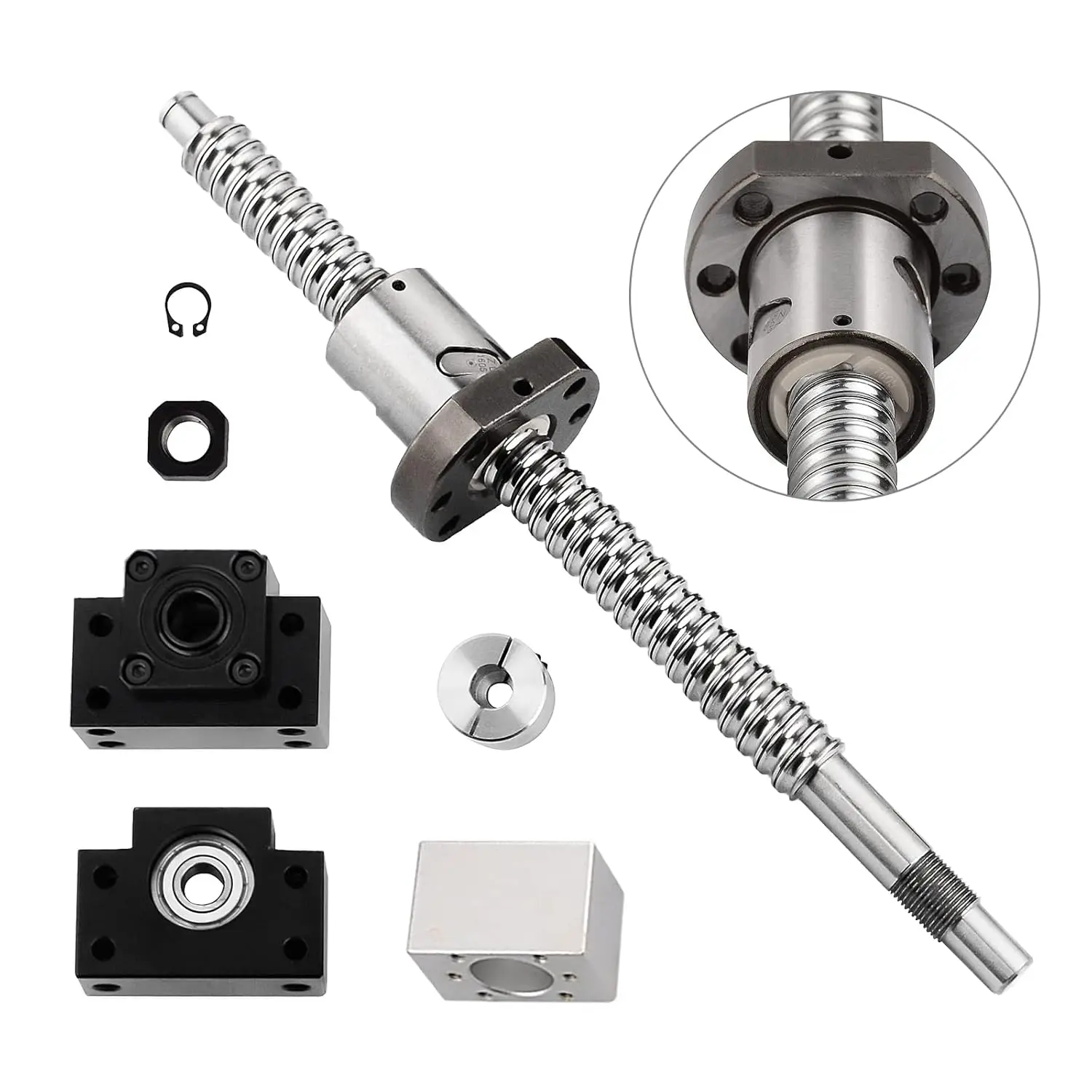 SFU1204 Kit RM1204 Rolled Ball Screw C7 With End Machined+1204 Ball Nut + Nut Housing+BK/BF10 End Support+8x8 Coupler