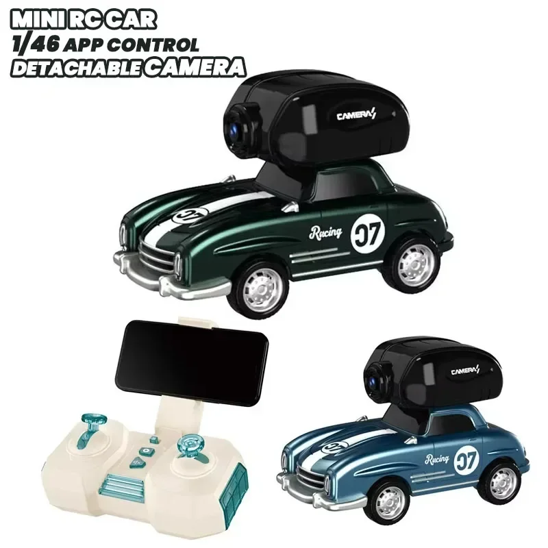 Mini Rc Car with Detachable Camera 1/46 Desktop Remote App Control Car Lighting Racing Vehicle Cars Toy for Boys Kids Gifts