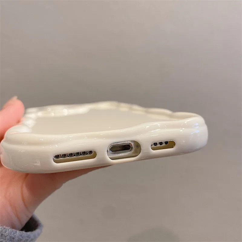 Golfpatroon Effen Kleur Crème Voor Iphone 15 14 13 12 11 Pro Max Mini Transparant Geel Bestendig Paar Wit Doorzichtig Telefoonhoesje