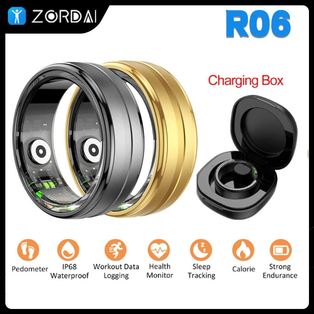 Zordai R06 For XIAOMI Smart Ring Men Women Stainless steel Heart Rate and Blood Oxygen Monitor IP68 Waterproof Multi-sport Mode