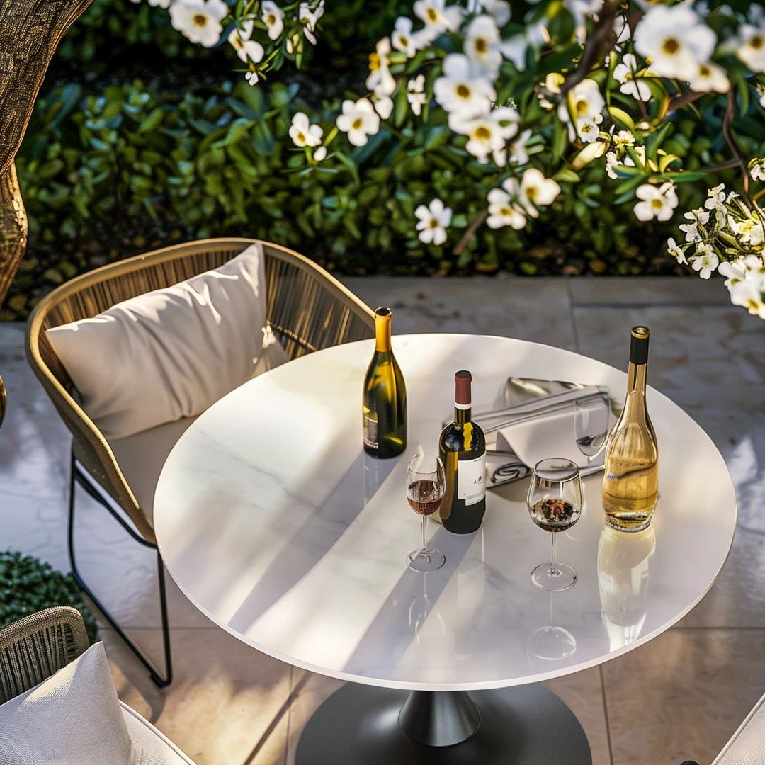 78.5cm Round Dining Table Sintered Stone Top Modern Commercial Table for Cafe Restaurant Business Use Leisure Style Design