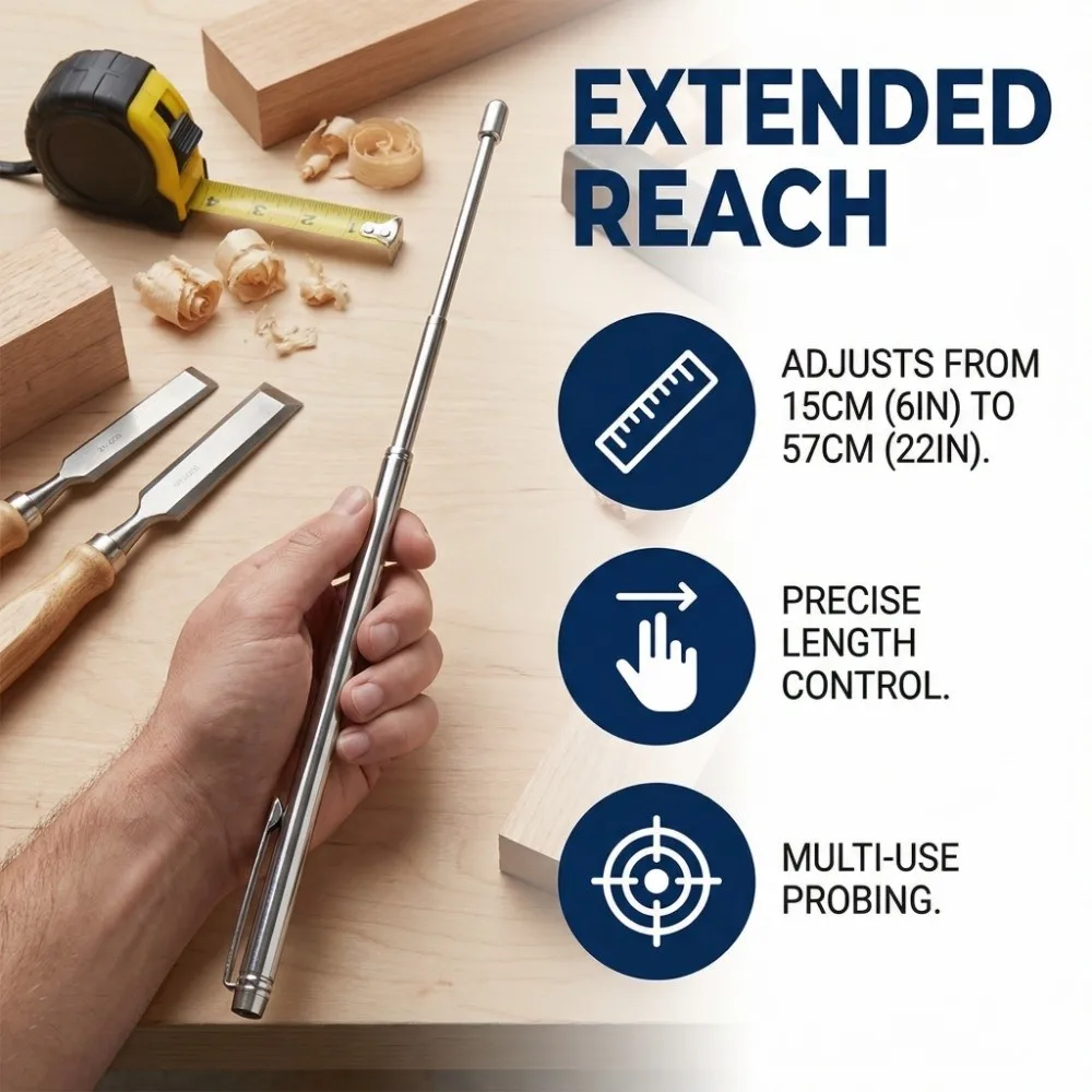 2Pcs Handy Tool Stainless Steel Detection Rod Telescopic Pen Type Probe Rod Portable Testing Stick Detection