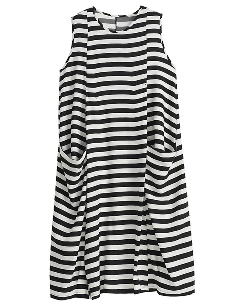 sleeveless vintage stripe new in dresses for women casual loose long summer dress elegant clothing 2025