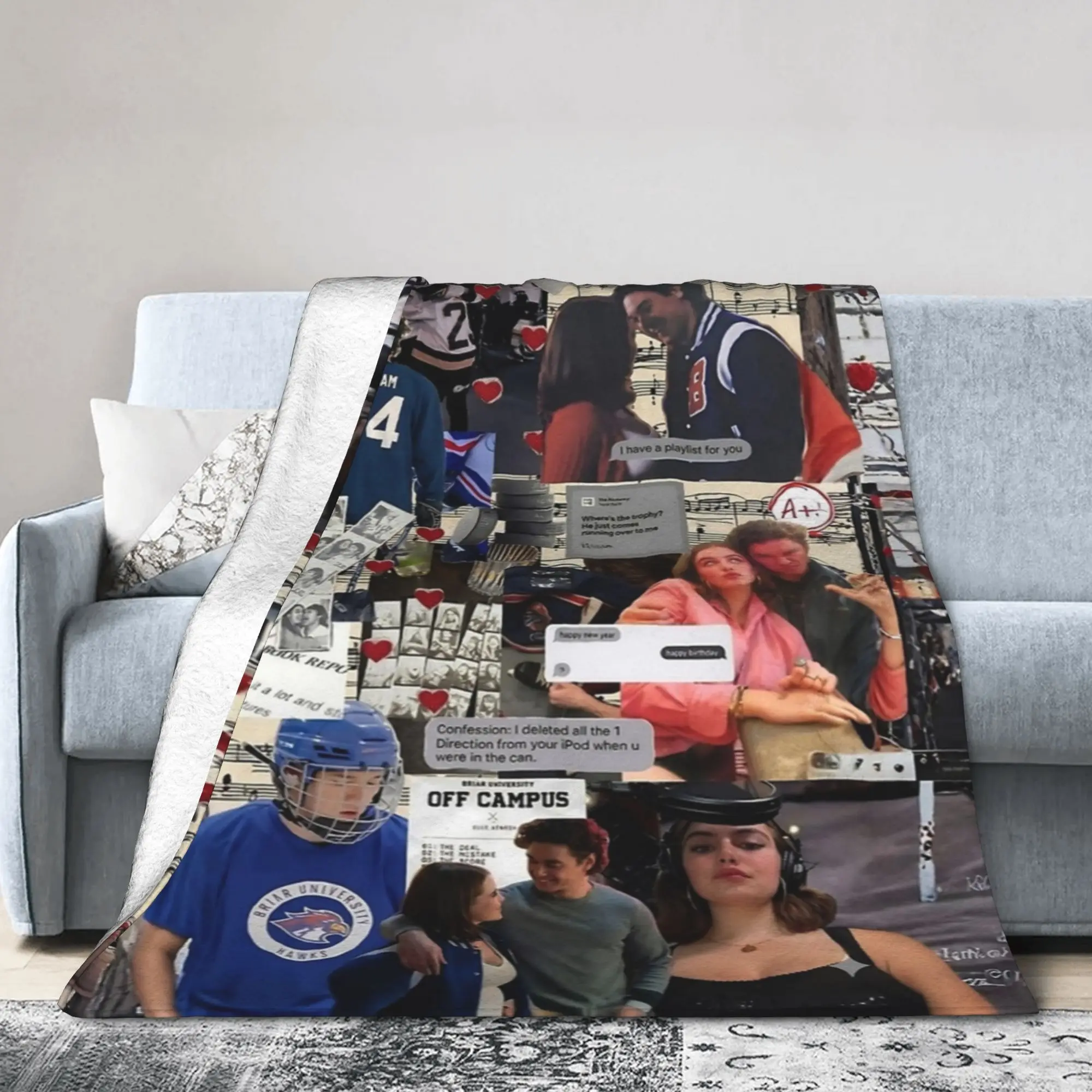 Off Campus  Briar University Hockey Fleece Throw Blankets  Blankets for Bedding Couch Lightweight Bedding Throws,