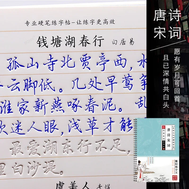 Cahier de calligraphie à stylo avec caractères chinois, pratique de la petite jetée régulière en cours d'exécution, stylo plume