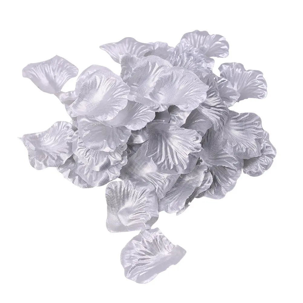 Artificial Rose Petals 100 Pieces Silver Fabric Wedding Table Scatter Centerpiece Party Decor Reusable
