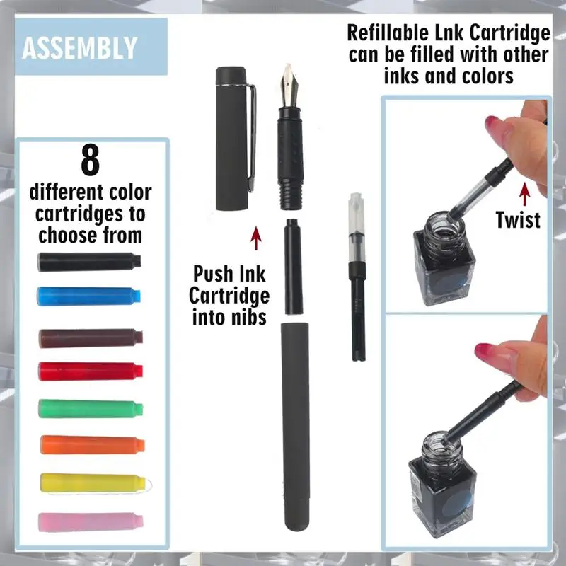 

Hot Selling-35Pcs/Set Calligraphy Pen Set With Pen Holder Pen Nibs Colorfull Ink Sac Rocker Blotter Comic Pen Supplies Statione,