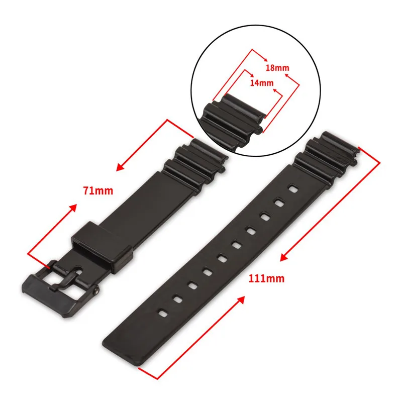 Convex Resin Silicone Strap for Casio LRW-200H Women Glossy Black White Pink Sport Waterproof Watch Band Bracelet 14mm