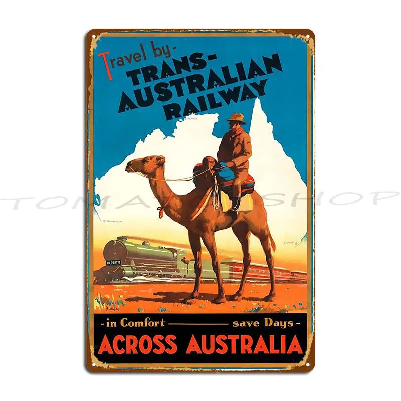1933 Australia Trans Australian Railway Travel Metal Sign Wall Cave Create Club Custom Tin Sign Poster