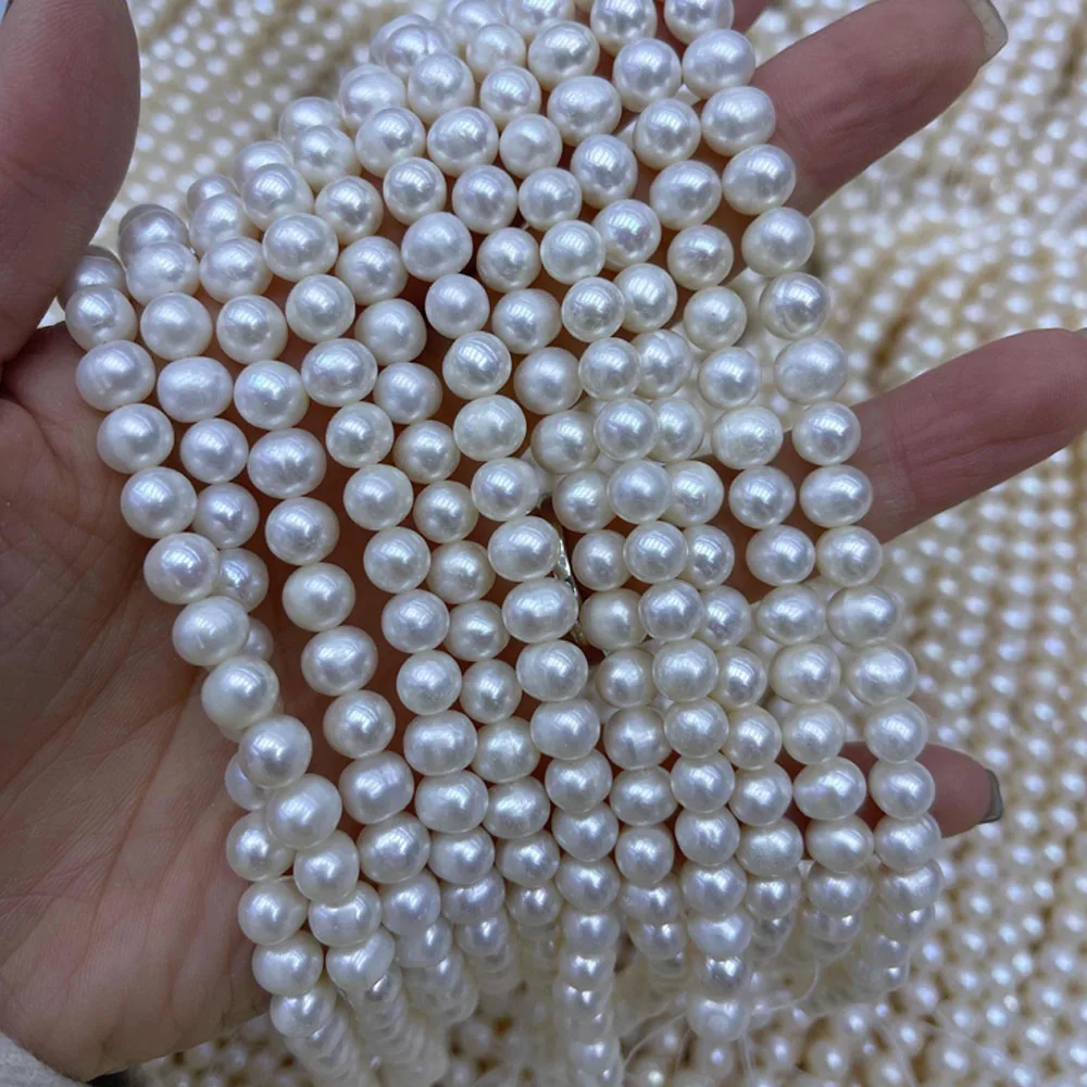 6.5-7.5mm AAA High Quality Near-round Natural Freshwater Pearl Beads for Jewelry Making Supplies DIY Necklace Bracelet Accessory