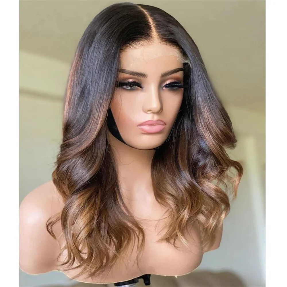 

24inch Ombre Brown 5x5 Silk Base Body Wave Jewish Human Hair Wig With Baby Hair HD Lace European Hair Preplucked Glueless