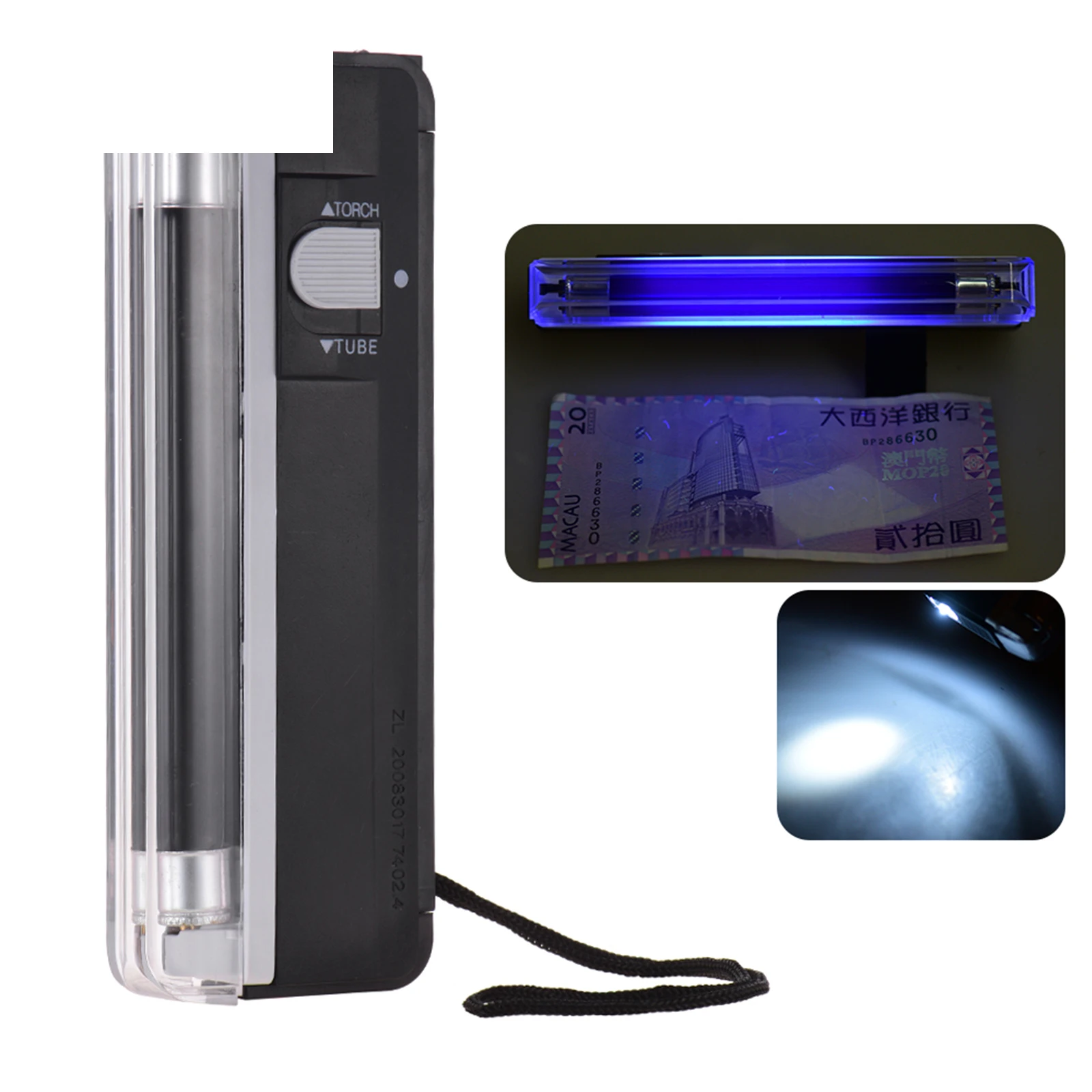 2-in-1 Mini Money Detector Counterfeit Cash Currency Banknote Bill Checker Tester w/ UV Light Flashlight for USD EURO POUND