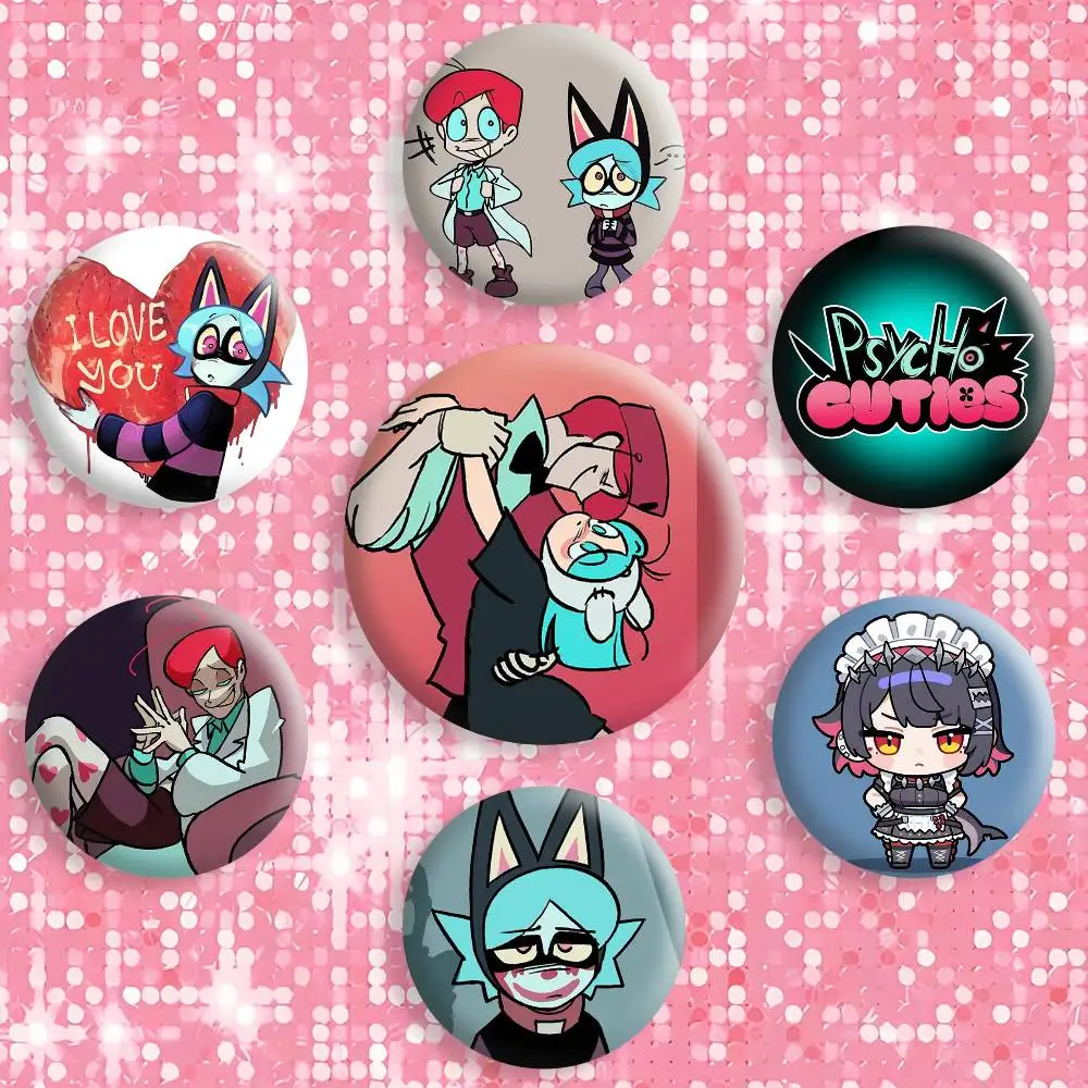 P-PSYCHO CUTIES Brooches Cartoon Badge Pins Backpack Hat Accessories Friend Gift