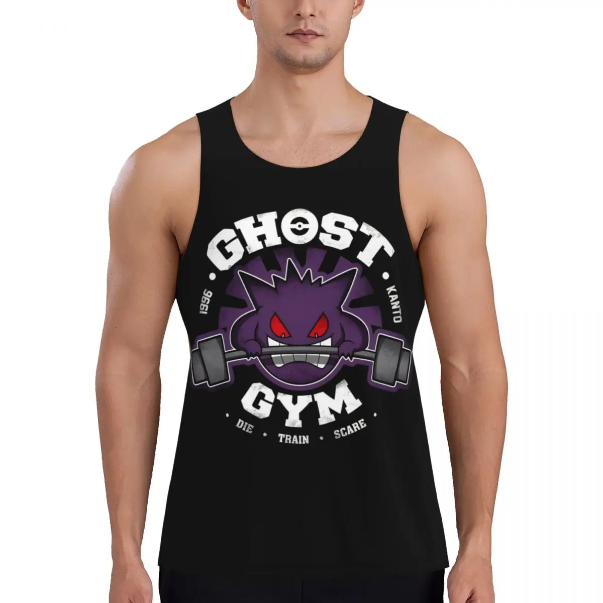 Pokemon Gym Gengar Kompressions-Muskel-Tanktop Herren Ärmelloses Fitness-Shirt Sportbekleidung Männliche Bodybuilding-Trainingsweste