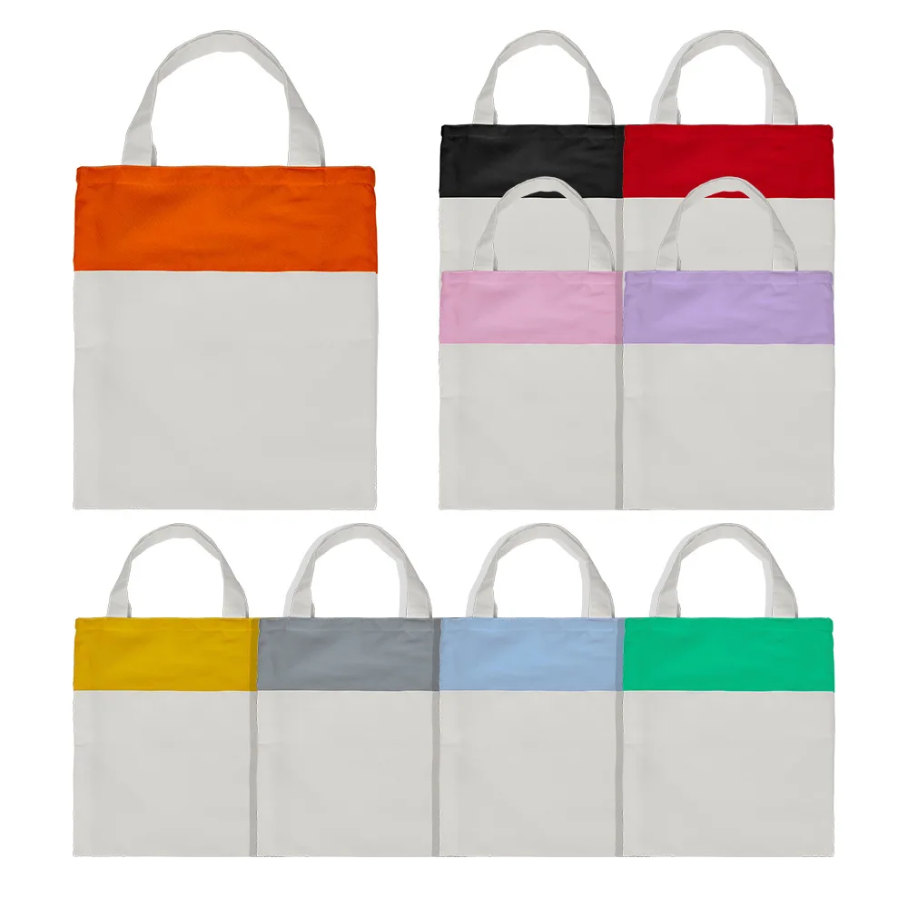 5PCS Sublimation Shopping Bag Colorful Patchwork Canvas Bags Halloween Candy Christmas Gift Bag Tote Blank Diy For Heat Press