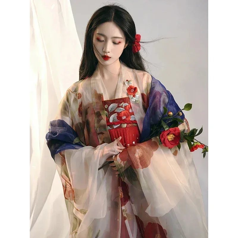 

4 шт., традиционный китайский костюм Hanfu, женская одежда, танцевальные костюмы ханьфу, фольклорное сказочное платье для выпускного вечера, новинка 2023