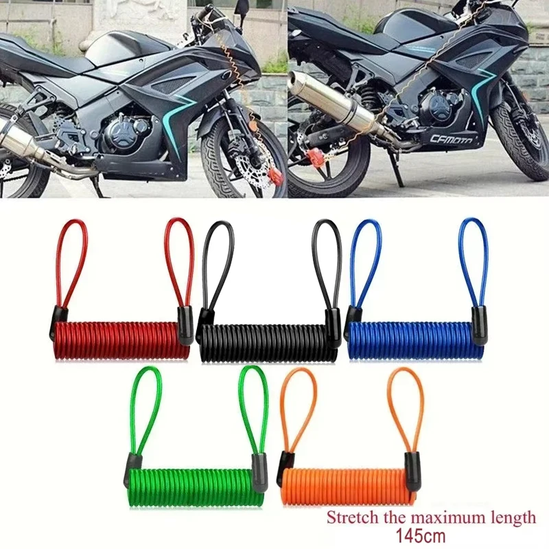 

Bike Spring Cable Lock Anti-Theft Rope Alarm Disc Lock Bicycle Security Reminder Motorcycle Theft Protection 120-145cm