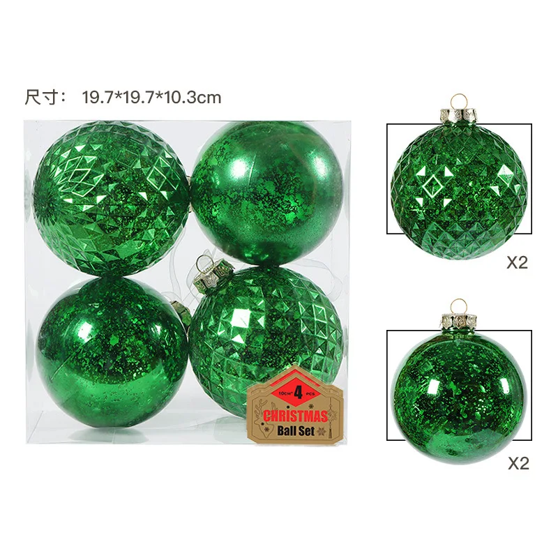 Esferas-Christmas Plastic Ball Ornaments, Hanging Bauble Pendants, Xmas Decor for Home, New Year, 10cm