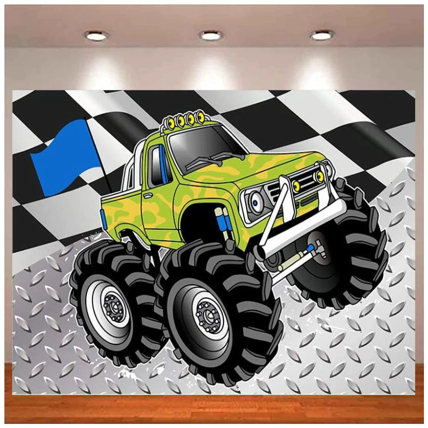 

Monster Truck Photography Backdrop Racing Car Theme Party Background Boys Birthday Party Decor Baby Shower Supplies Photo Studio