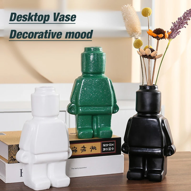 European Resin Statue Creativity Block Man TV Cabinet Desktop Flower Vase Modern Home Decoration Accessories for Living Room
