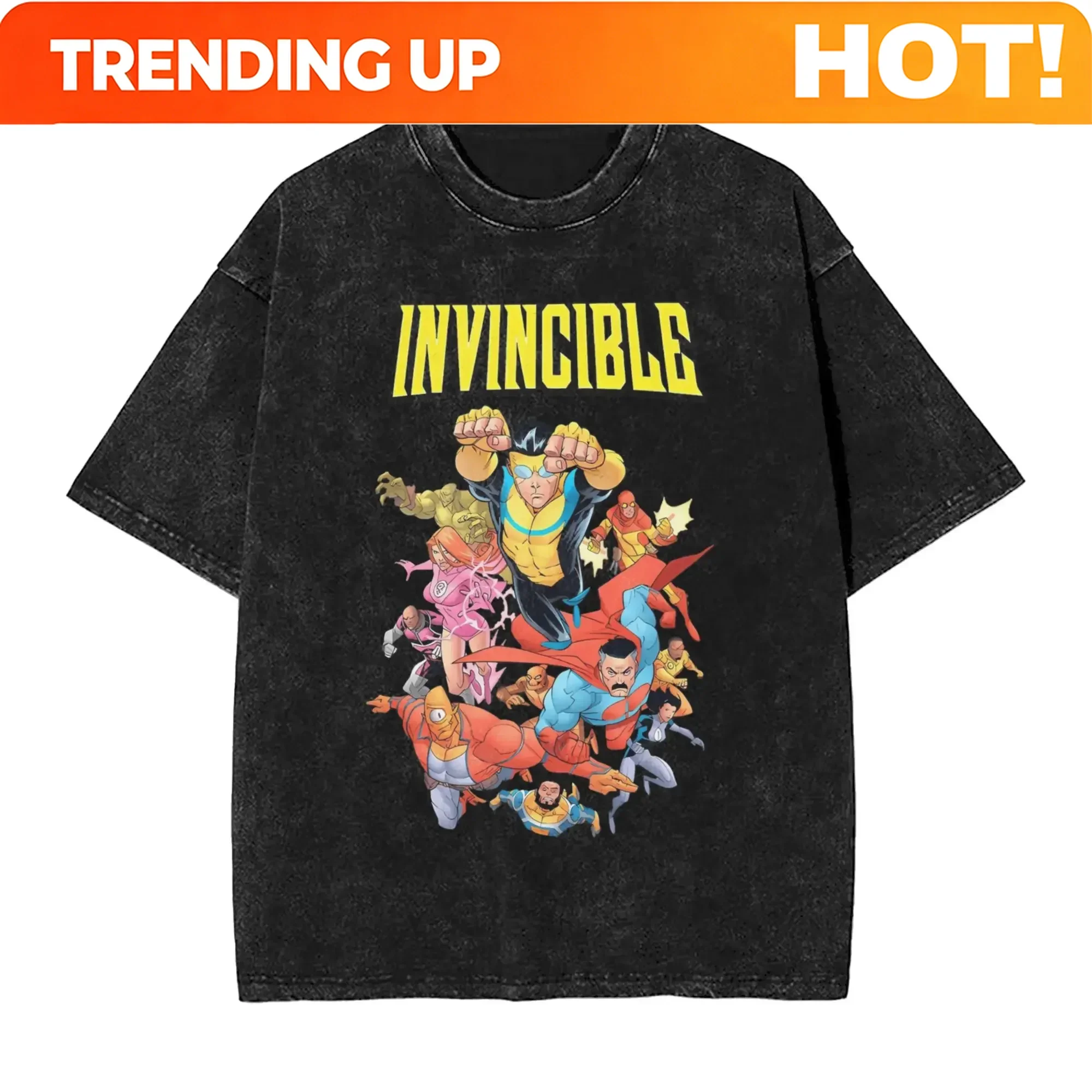 Customization New 2025 Pure Cotton TV Series Anime Invincible Mark Grayson T-shirt For Men Round Neck Pure Cotton Washed Clothin
