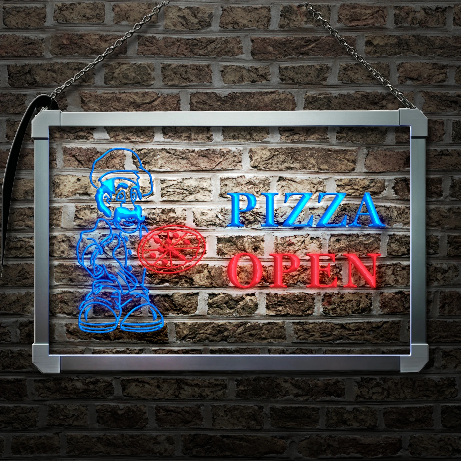 OPEN Pizza Shop-LED Neon Sign with Independent Dual Color Control,Wall Decor Light for Party Wedding Shop