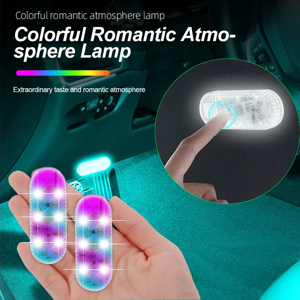 1x Car LED Touch Lights Wireless Car Reading Lamps Mini USB Charging Interior Lights For Car Door Foot Trunk Storage Box