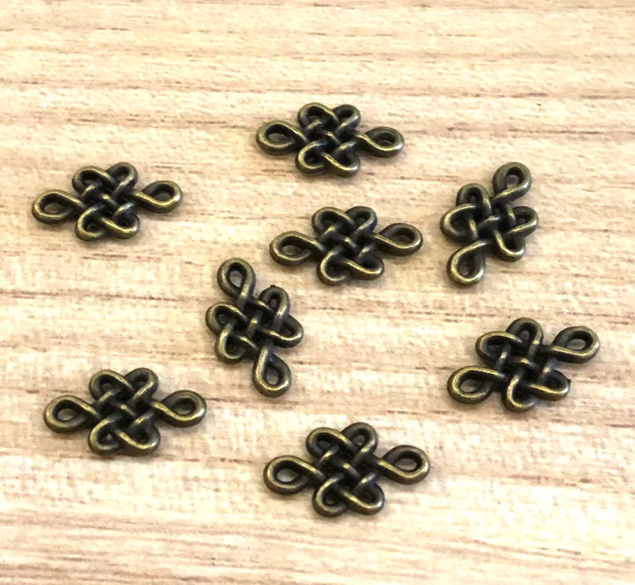 100pcs   11.5*7mm   Alloy metal antiqued bronze color 2sided  connector    HWEF0801