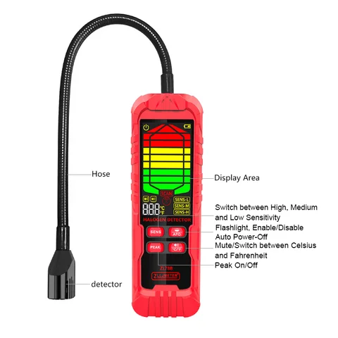 Halogendetektor R12 R500 R503 R22 R502 R134A R404A R125 R600A R407C R23 R32 R152A Freonläckagedetektor HVAC Luftkonditionering 8 best sales 4 gastestare - №8