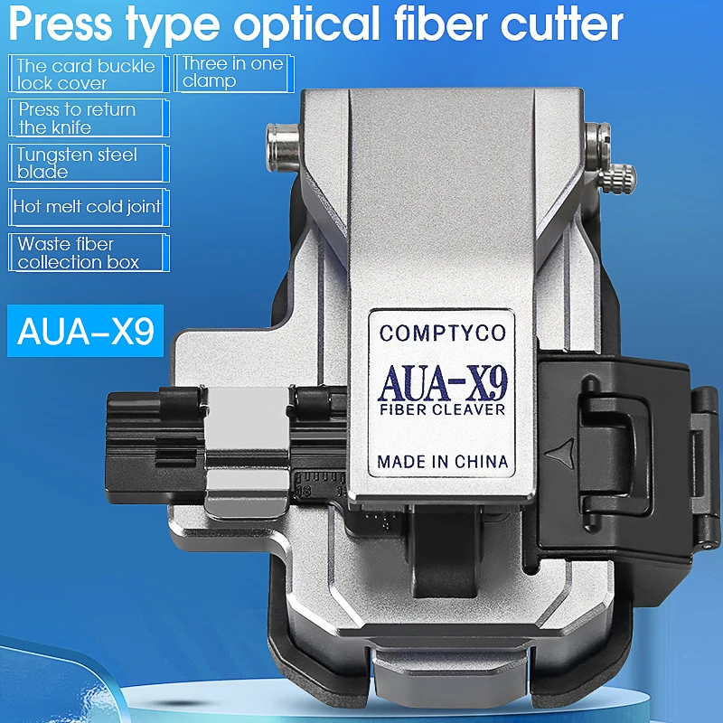COMPTYCO AUA-X9 High Precision Fiber Cleaver Optical Fiber Cable Cutting Knife FTTH Fiber Optic Cutting Tool 24 Surface Blade