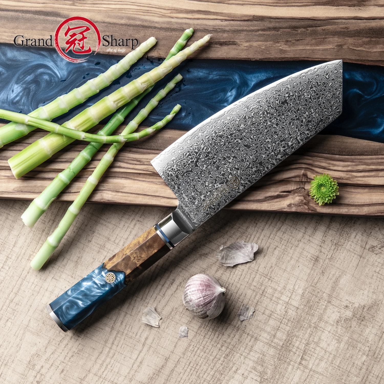 

Grandsharp 6.7 Inch Cleave Knife Damascus Steel Kitchen Gyuto Knife Japanese Butcher Knife Meat Vegetables Cooking Tools