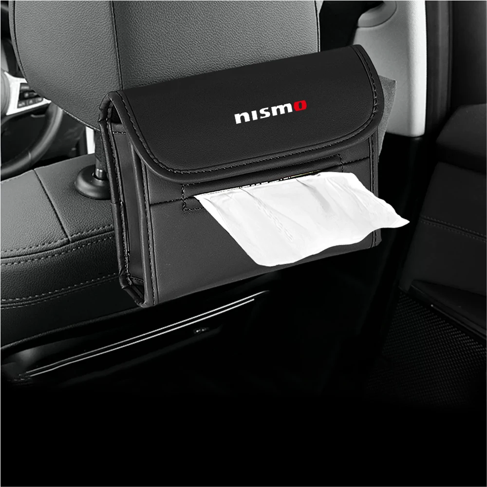 Car Tissue Box Sun Visor Seat Back Hanging Leather Storage Box Auto Accessories For Nissan Sylphy Cube Juke Rogue Micra Qashqai