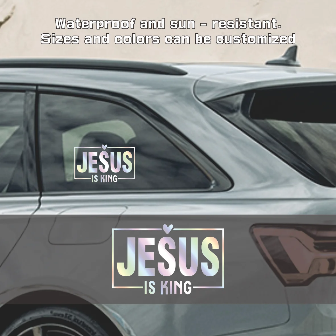 

4pcs 15x9.4cm Jesus Is King Laser Car Stickers Auto Vinyl Film Decals For Car Bumper Windows Motorcycle Walls Car Accessories