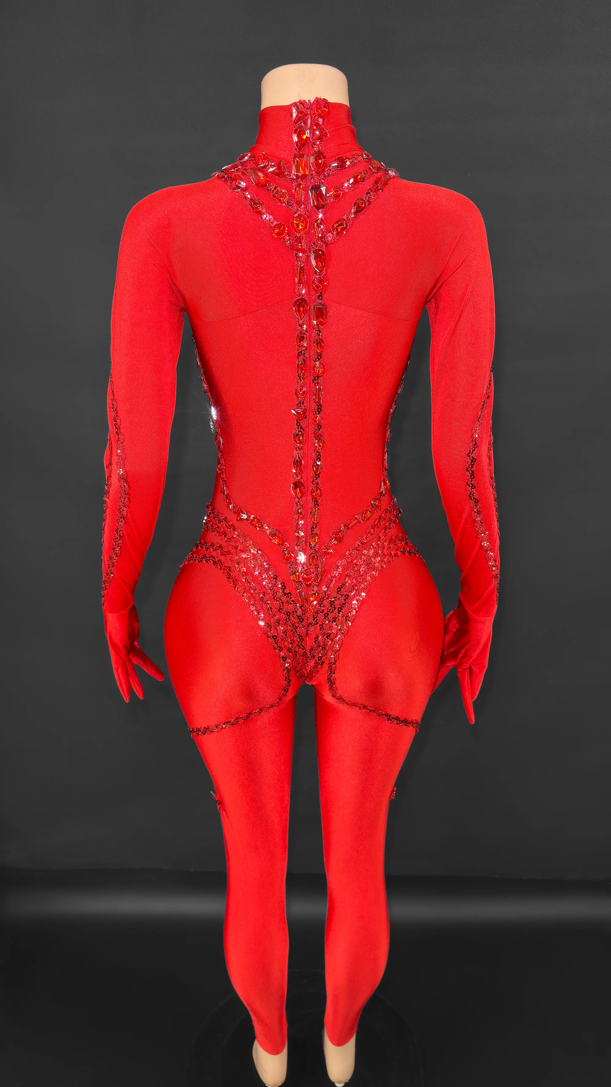 ZDラグジュアリー長袖スパンコールダイヤモンドワンピースボディスーツレディースダンス誕生日パーティーロンパース女性セクシーラインストーンジャンプスーツ