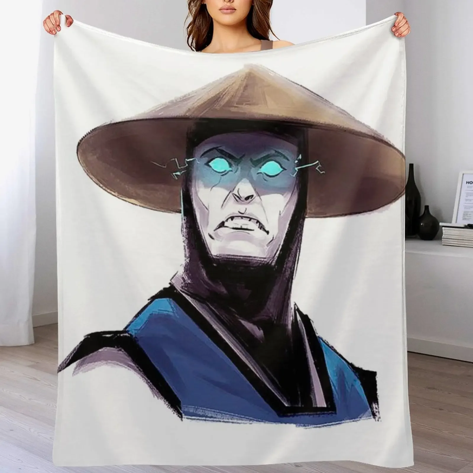 Mortal Kombat Raiden Head Throw Blanket Luxurious Soft Blanket Holiday Gift for Family
