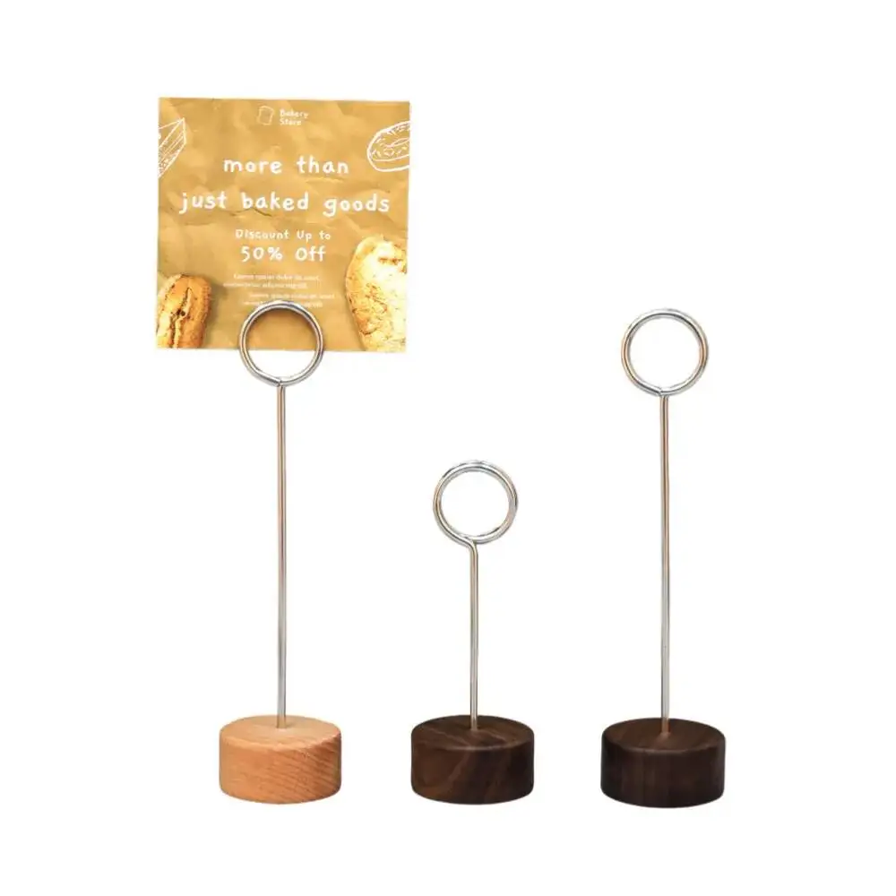 1Pc Wooden Memo Clip Holder Table Number Place Card Holder Wooden Base for Displaying Number Cards