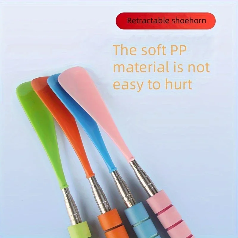 Stainless steel adjustable telescopic shoehorn freely adjustable plus long handle household shoehorn