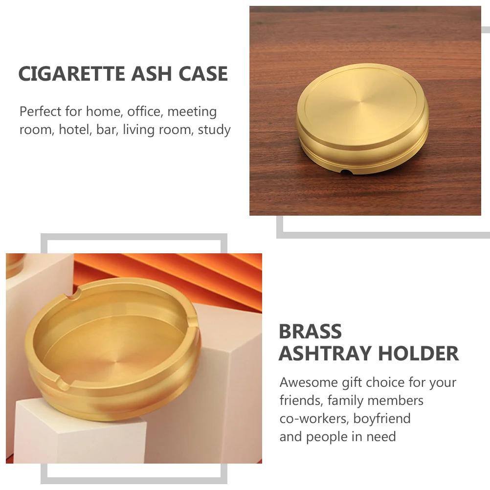 

Retro Brass Ashtray Sturdy Cigarette Ash Holder Desktop Smoking Container Household Office Simple Ashtray Cigarette Ash Case For