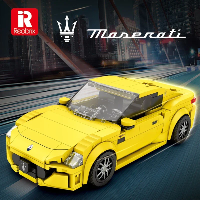 384 Uds Maserati amarillo deportes bloques de construcción de automóviles ciudad carreras modelo ladrillos decoración de escritorio Diy juguetes para niños regalos de vacaciones