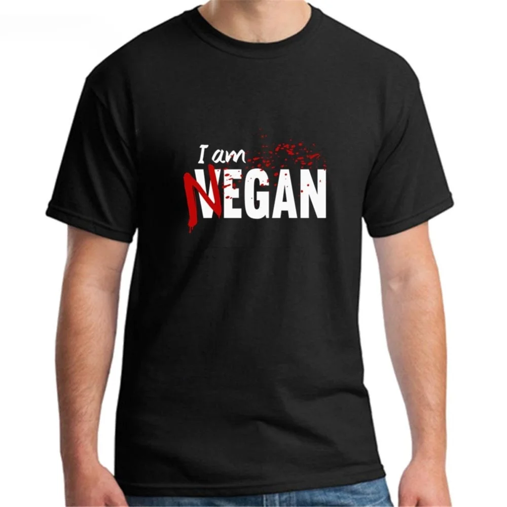 Футболка мужская с коротким рукавом и круглым вырезом, одежда для подростков, Im Negan, свободная Простая рубашка, Ходячие мертвецы