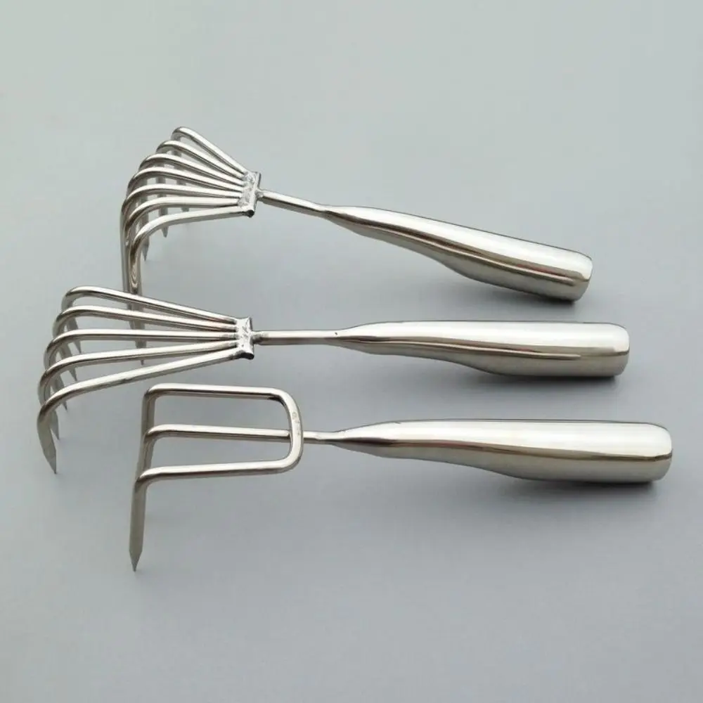 

3/5 Claws Garden Hand Rake Stainless Steel Manual Small Leaf Rakes Integrated Durable Weeding Removal Puller Garden Yard