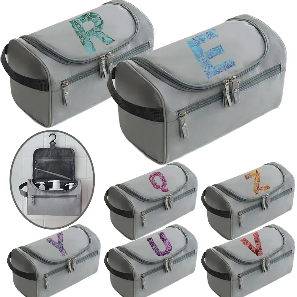 Wash Bag Luxurious Makeup Toiletry Storage Bag with Zipper Travel Necessarie Engrave Image Printing Series Wash Pouch