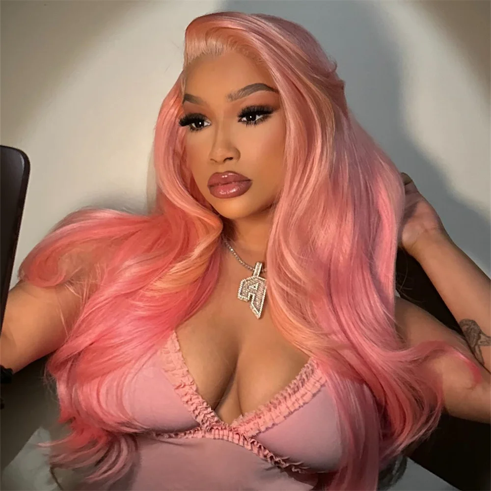 

High Quality 13x6 HD Transparent Light Pink Lace Front Wigs 100% Human Hair For Women Brazilian 613 Color 13x4 Lace Frontal Wig