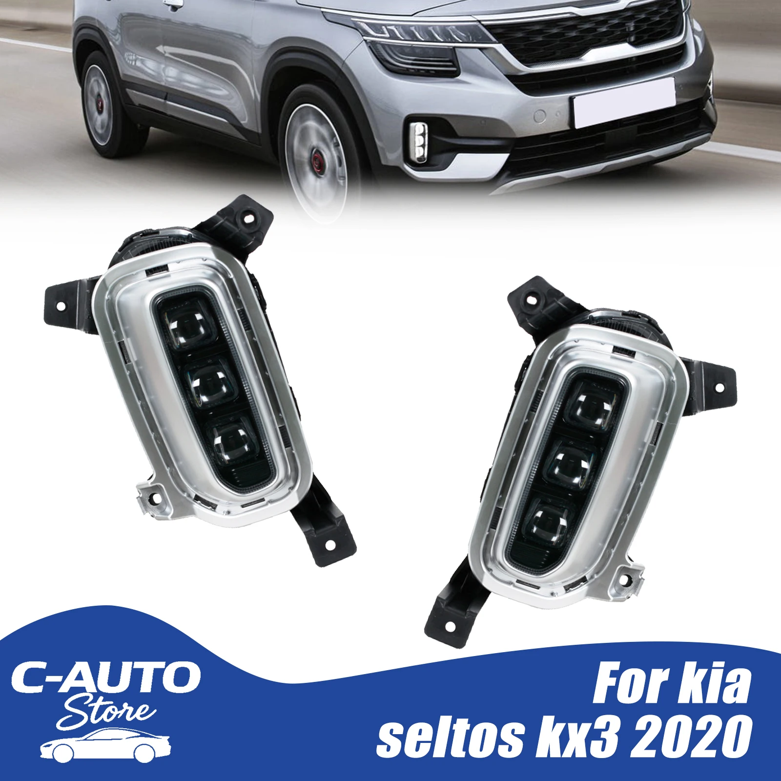 

Car LED Daytime Running Light Turn Yellow White Signal Relay 12V Car DRL Lamp Fog light For kia seltos kx3 2020 Accessories