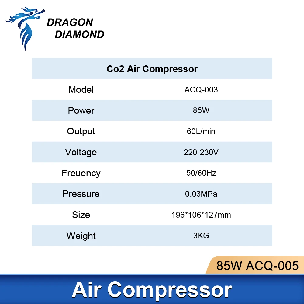 85W Co2 Air Compressor Air Assist Electrical Magnetic Pump ACQ-005 For Co2 Laser Engraving Cutting Machine