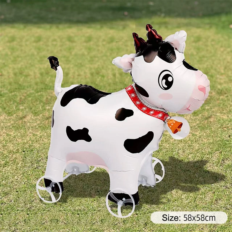 Hete Aanbieding 4D Cartoon Dieren Staande Wandelende Ballon Met Wiel Capibara Dinosaurus Folieballonnen Voor Kinder Verjaardagsparty Decoratie